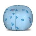 thumbnail image 1 of Marine Storage Toy Bag Chair, Ocean Theme Nautical Elements Inside Fishes Seashells and Starfishes, Stuffed Animal Organizer Washable Bag, Large Size, Pale Blue and Sea Blue, by Ambesonne, 1 of 3