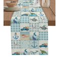 thumbnail image 1 of Marine Stripes Ocean Shells StarLighthouse Anchor Table Runner Home Wedding Table Mat Centerpieces Decor Dining Tablecloth, 1 of 7