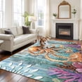 thumbnail image 1 of Marine Submarine Octopus Area Rugs 5x7 ft Undersea Coral Starfish Retro Washable Rug Non Slip Indoor Carpet Absorbent Floor Mat for Living Room Bedroom Dining Room, 1 of 9