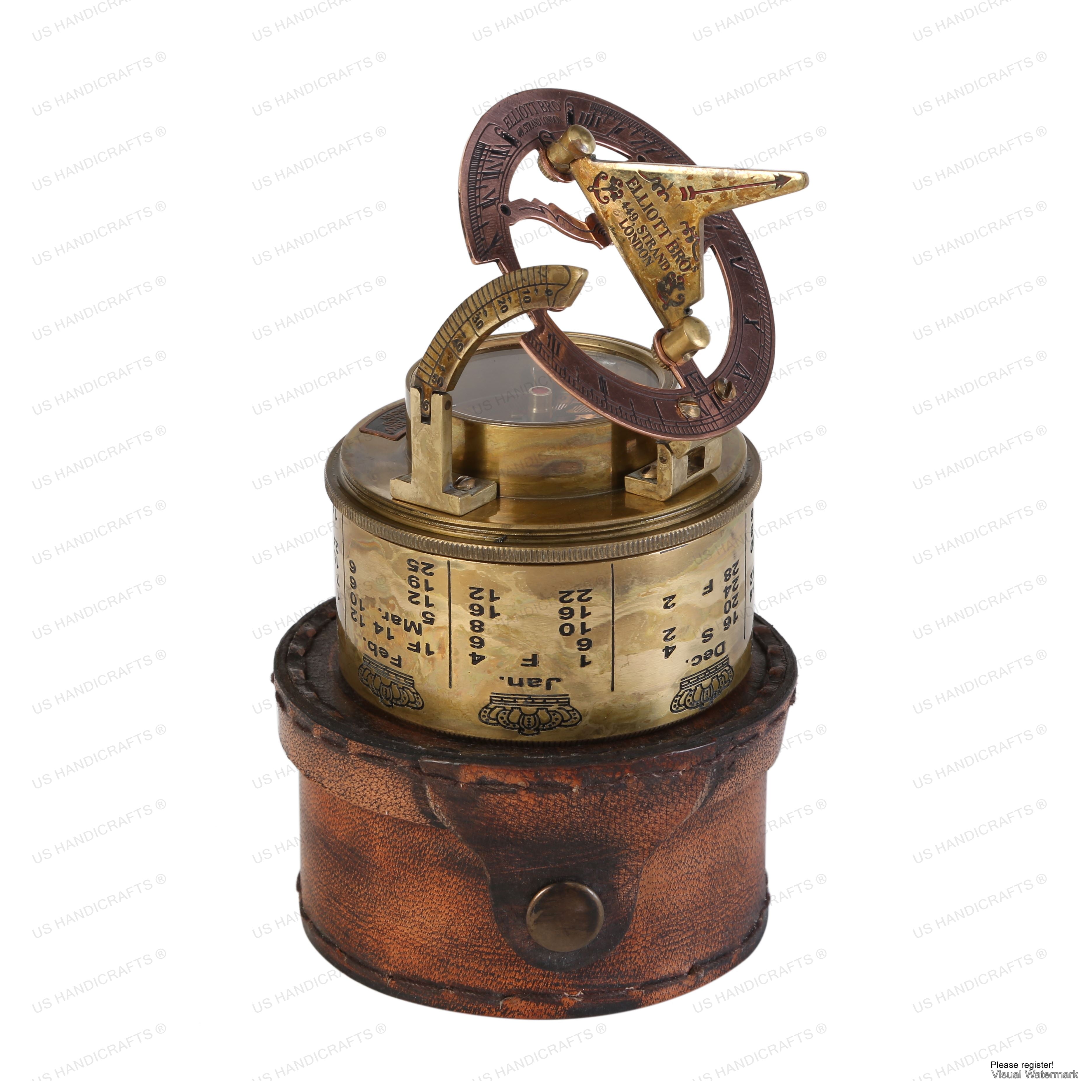 Marine Sundial Compass With Leather Case & Calendar Engraved Baptism Gifts with Leather Case for Loved Ones, Son, Love, Partner