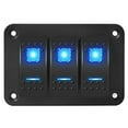 thumbnail image 1 of Marine Switch Panel Waterproof 12V 3 Gang Rocker Switch Panel Blue Light, 1 of 10