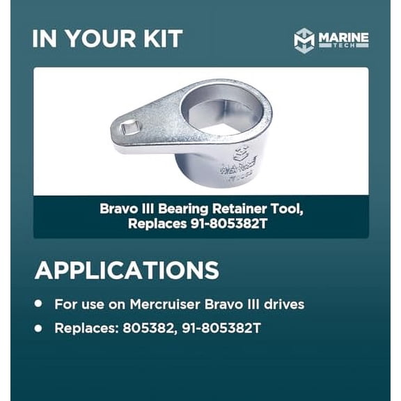 Marine Tech Tools Bravo II Prop Nut Socket Replacement, Bravo II Prop Wrench, Propeller Nut Tool, Fits Mercruiser Bravo II Prop Nut, Replaces 805457-1, 91-805457T1