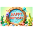 thumbnail image 1 of Marine Theme Birthday Party Banner Decorative Design Banner for Birthday Party Kids Event Celebration, 1 of 9