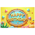 thumbnail image 1 of Marine Theme Birthday Party Banner Decorative Design Banner for Birthday Party Kids Event Celebration, 1 of 9