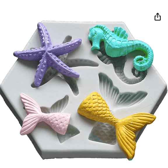 Marine Theme Fondant Silicone Mold Sea Fish Seahorse Sea Shells Shape