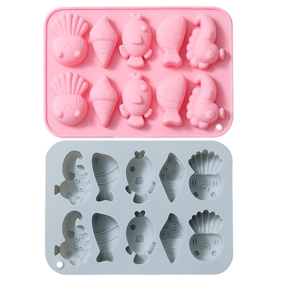 Rekidool 20 Cavities Marine Shaped Candy and Chocolate Silicone Molds, Reusable, Flexible, Non Stick, 2 Count