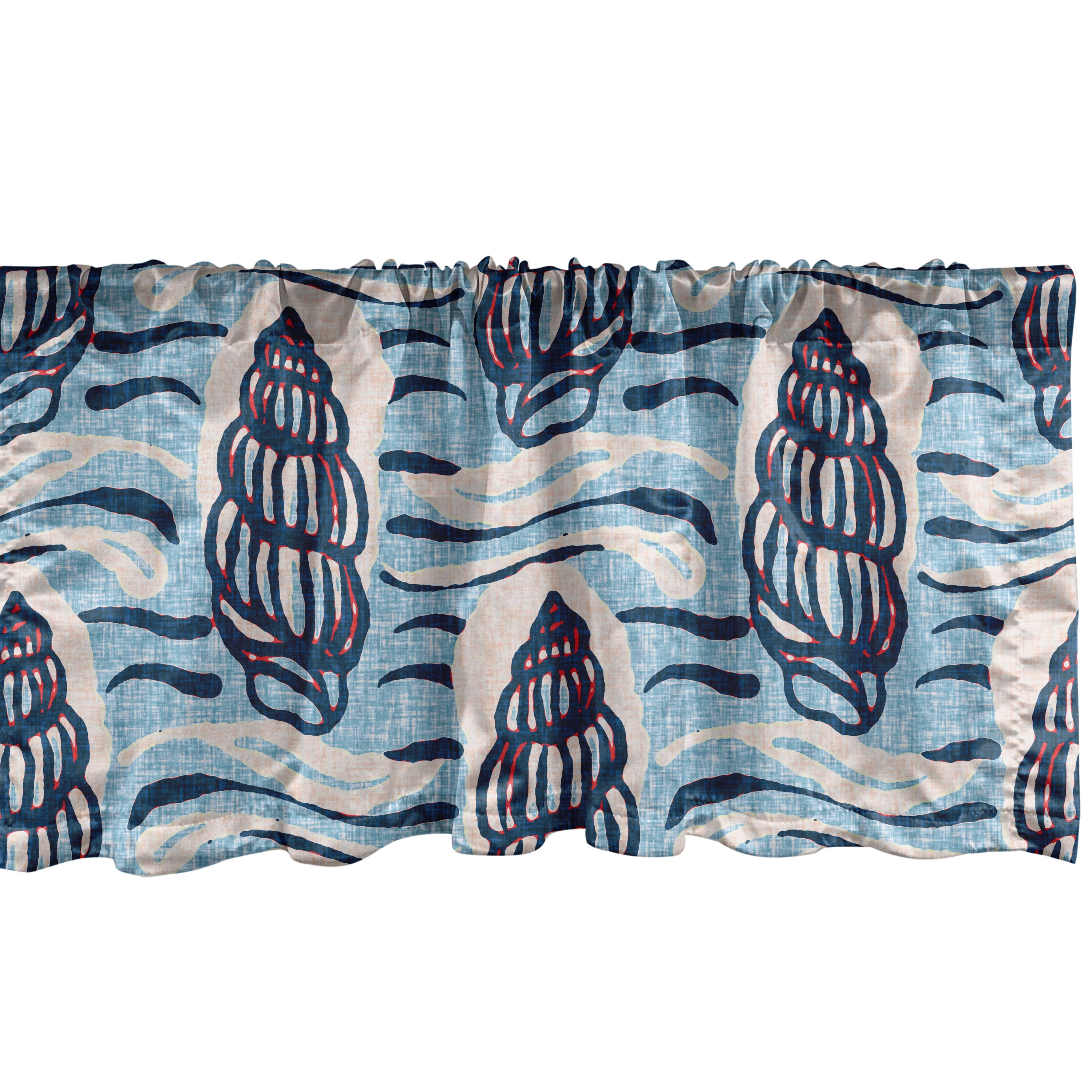 Marine Themed Window Valance, Nautical Design Ocean Waves Ornaments