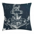 thumbnail image 1 of Marine Throw Pillow Cushion Cover, Nautical Knot Compass Anchor Pattern Sea World Ocean Life Grunge Illustration, Decorative Square Accent Pillow Case, 20 X 20 Inches, Dark Blue White, by Ambesonne, 1 of 2