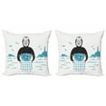 thumbnail image 1 of Marine Throw Pillow Cushion Cover Pack of 2, Nautical Design of a Diver with Sea Waves and Flying Birds on the Background, Zippered Double-Side Digital Print, 4 Sizes, Sea Blue Dark Grey, by Ambesonne, 1 of 2