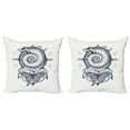 thumbnail image 1 of Ambesonne Marine Throw Pillow Cover 2 Pack, Shell Anchor Butterfly Wheel, 20", Dark Night Blue Ivory, 1 of 2