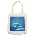 thumbnail image 1 of Marine Tote Bag, Underwater with Group of Fish and Wave in the Ocean Coral Reef Illustration, Cloth Linen Reusable Bag for Shopping Books Beach and More, 16.5" X 14", Cream, by Ambesonne, 1 of 2