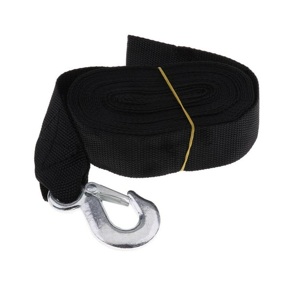 Marine Trailer Winch Strap with Hook, 2''x24' and 3200 lbs Capacity for Boats, , Heavy Duty Equipment, Black, 7.5 Meter length