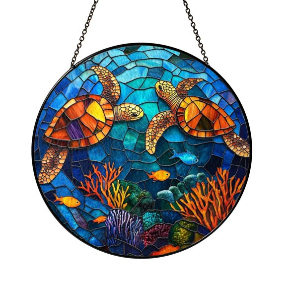 Marine Turtle Window Art – Stained Glass Style Hanging