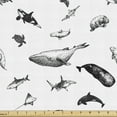 thumbnail image 1 of Marine Upholstery Fabric by the Yard, Hand Drawn Underwater Creatures in a Sketchy Monochrome Style Oceanic, Decorative Fabric for DIY and Home Accents, Charcoal Grey and White by Ambesonne, 1 of 5