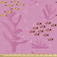 thumbnail image 1 of Ambesonne Marine Fabric by the Yard Upholstery, Sea Life Fishes and Coral, 2 Yards, Pink Mustard Orange, 1 of 5