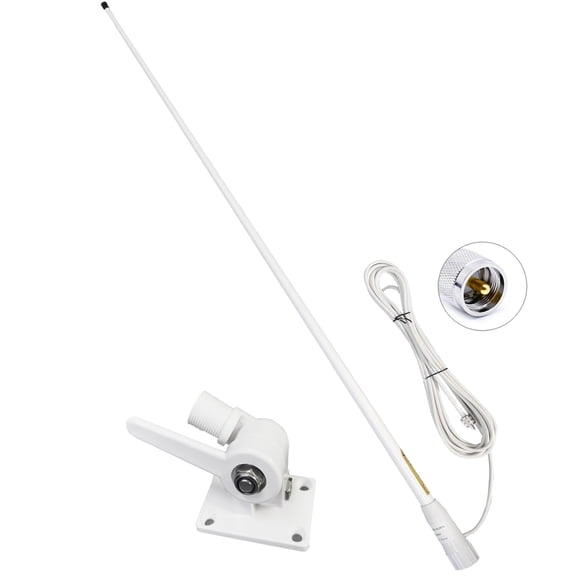 Marine VHF Radios Antenna for Boat, for Horizon Icom Cobra ham Radios, 7meters RG-58U Cable, Adjustable Ratchet, Nails