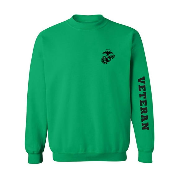Marine "Veteran" Black Sleeve Print Crewneck Sweatshirt