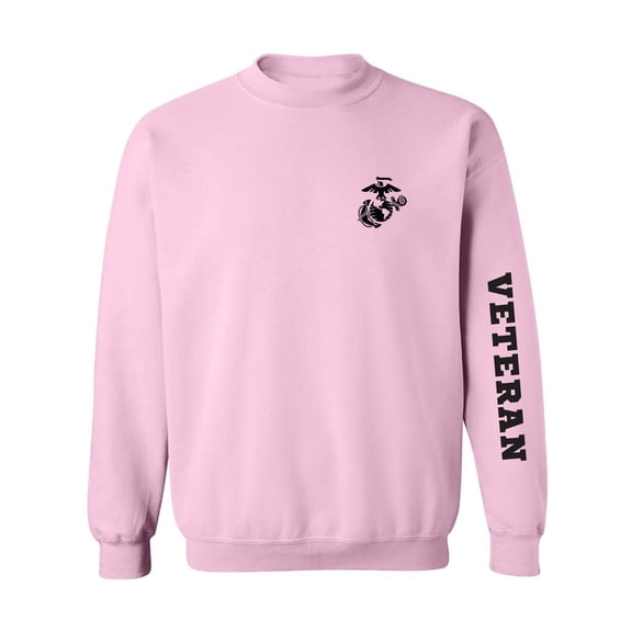 Marine "Veteran" Black Sleeve Print Crewneck Sweatshirt