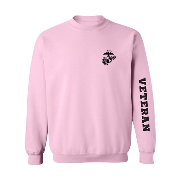 Marine "Veteran" Black Sleeve Print Crewneck Sweatshirt