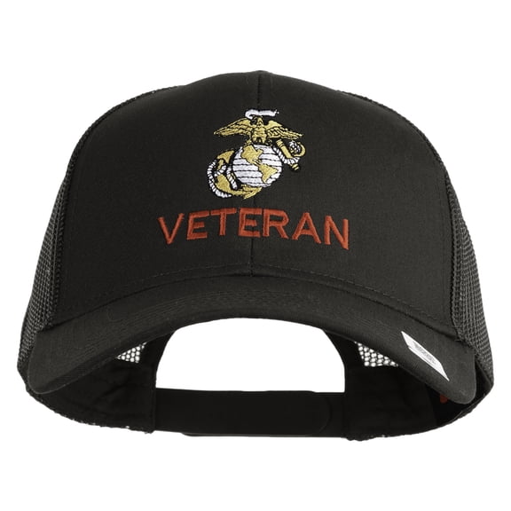 Marine Veteran Embroidered Solid Cotton Twill Mesh Prostyle Cap - Charcoal OSFM
