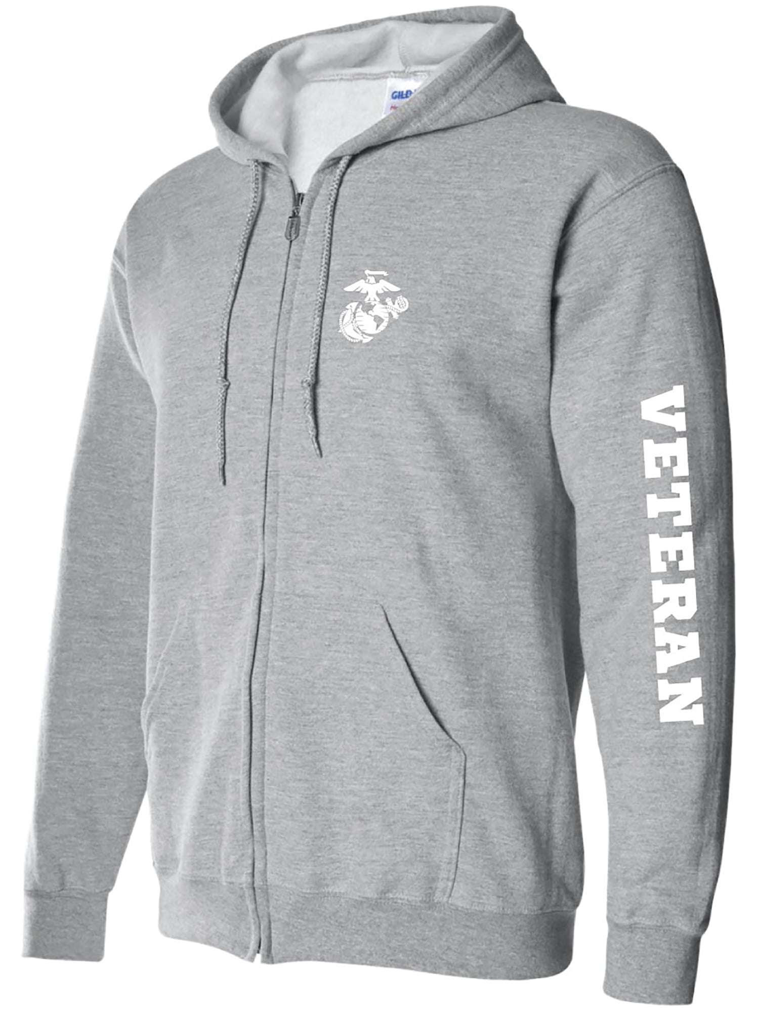 Marine Veteran Full-Zip Hoodie - Official USMC Licensed, White Print Design - View #2