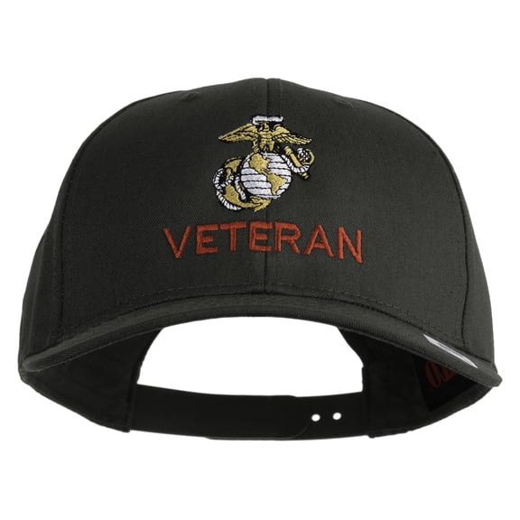 Marine Veteren Embroidered Solid Cotton Twill Pro Style Cap - Charcoal OSFM