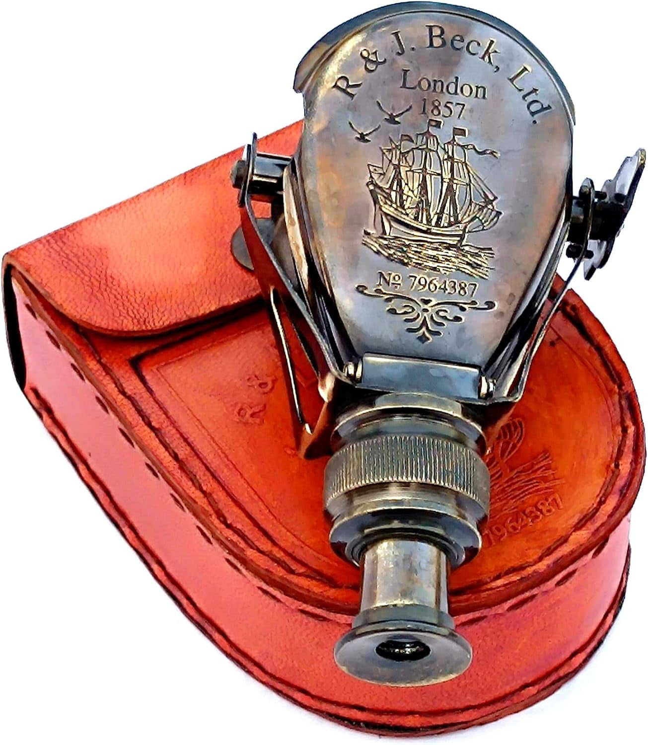 Marine Vintage Antique Handheld Brass Monocular Binocular for Hunting,Bird Watching, Trekking, Camping, Sports, Outdoor Games, Binocular for Adults and Kids with Leather Cover