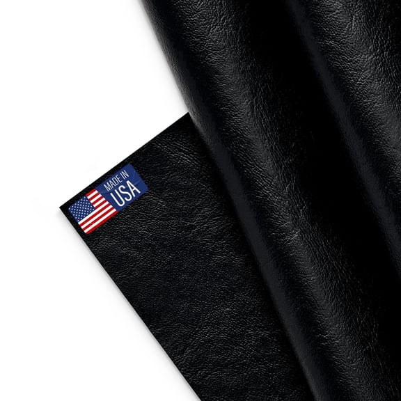 Marine Vinyl Fabric, Upholstery Faux Leather, Outdoor Boat Automotive, DIY and Crafting Pleather - One Foot 12"x54" (Smooth Black)
