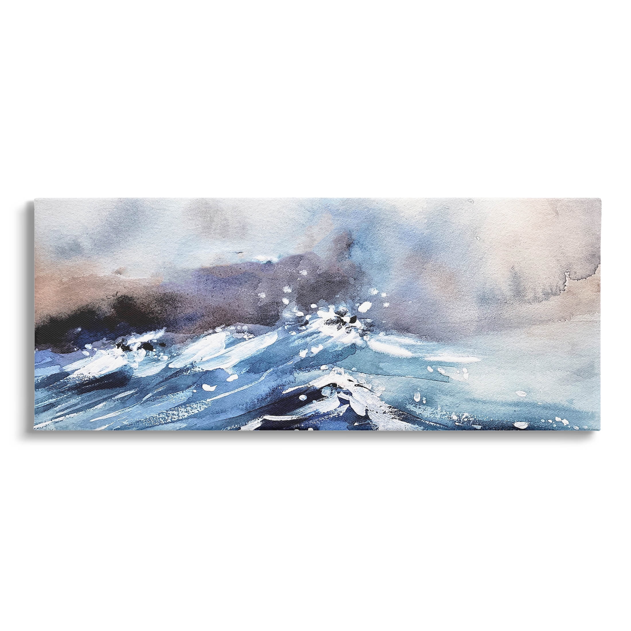 Marine Waves Ocean Weather Coastal Painting Gallery Wrapped Canvas Print Wall Art
