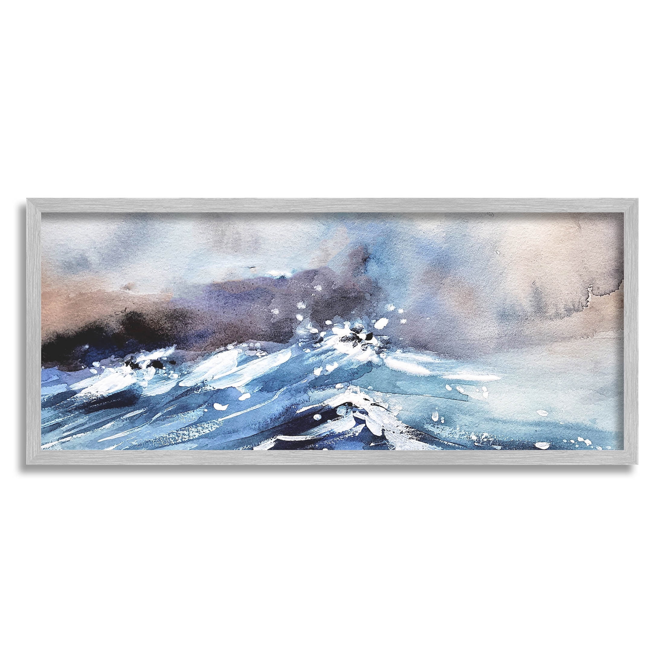 Marine Waves Ocean Weather Coastal Painting Gray Framed Art Print Wall Art