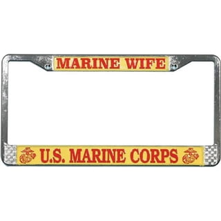 U.S.M.C. Combat Veteran License Plate Frame – Aluminum Car Tag Frame With 2 Holes