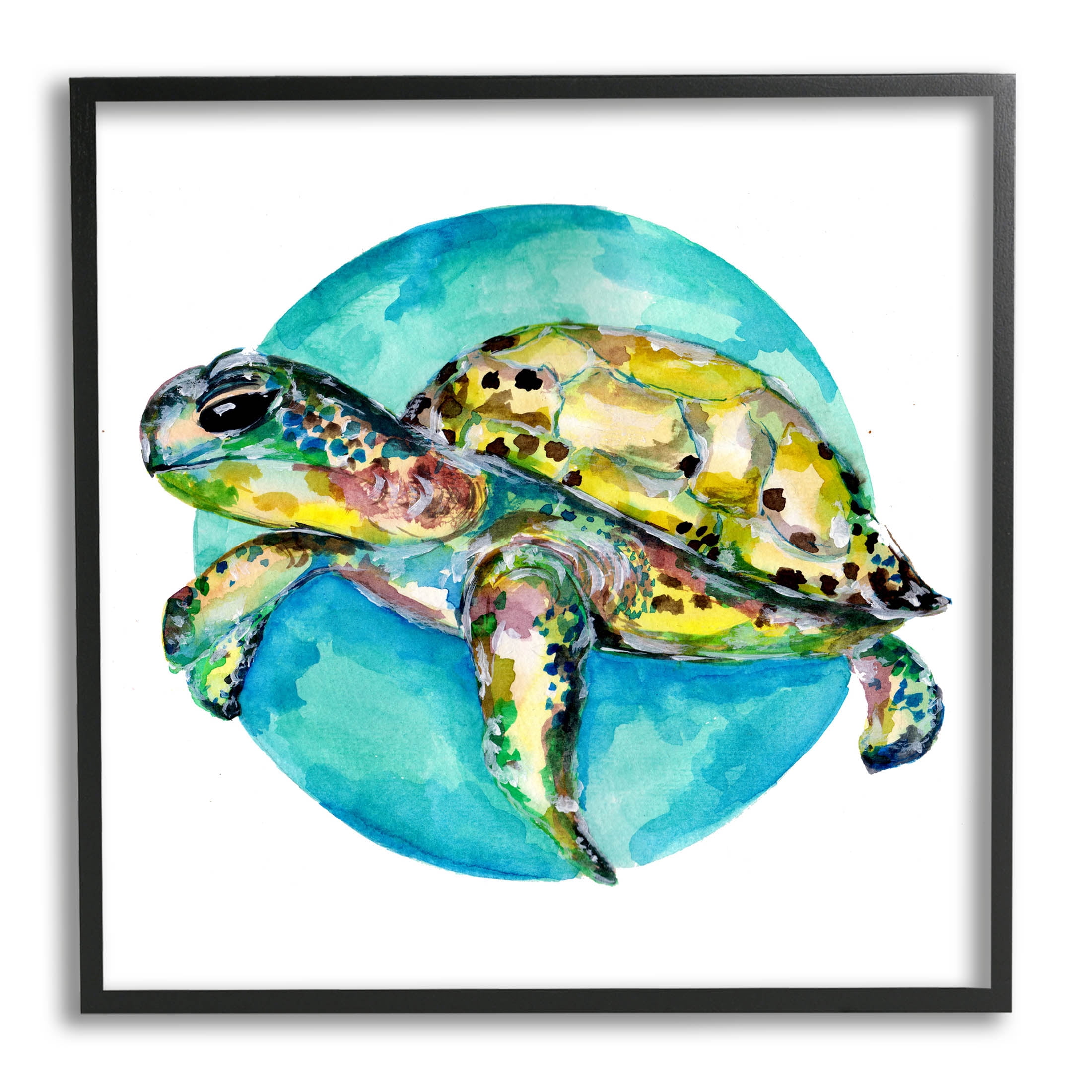 Marine Wildlife Sea Turtle Animals & Insects Graphic Art Black Framed Art Print Wall Art