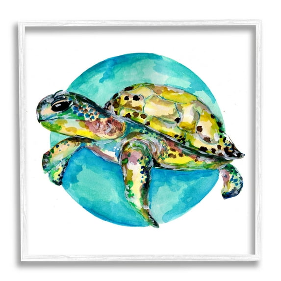 Marine Wildlife Sea Turtle Animals & Insects Graphic Art White Framed Art Print Wall Art