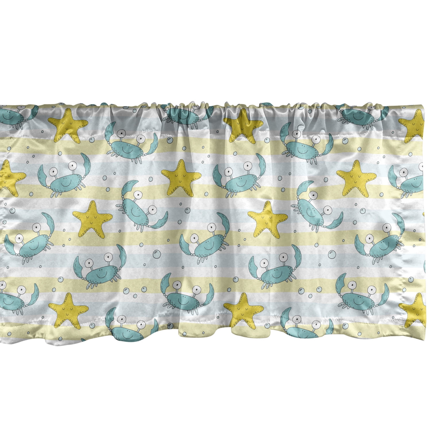 Marine Window Valance Pack of 2, Ocean Theme Crabs and Starfishes