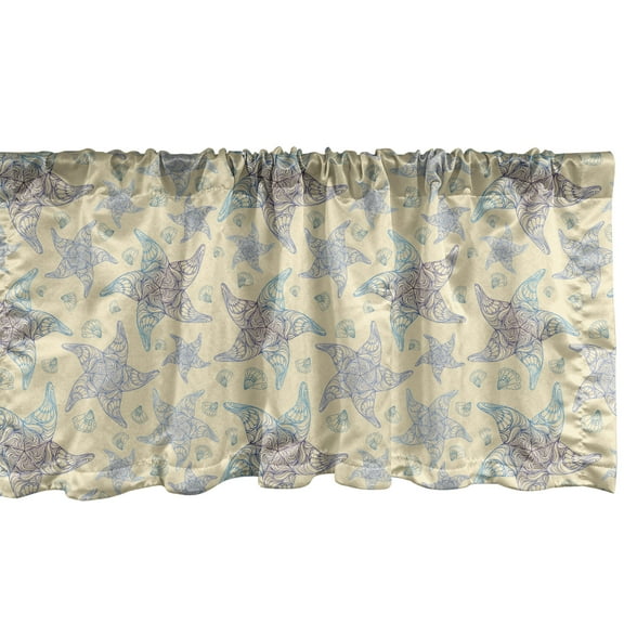 Ambesonne Marine Valance Pack of 2, Floral Style Starfishes Art, 54"X12", Champagne Multicolor