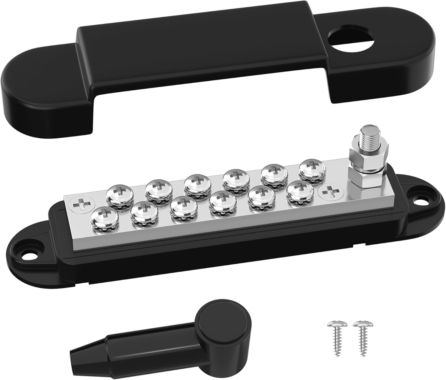 Marine main line 12150 power distribution block 1/4 inch stud and 12#8 terminal screws 12V DC ground battery main line suitable for boats, cars, solar