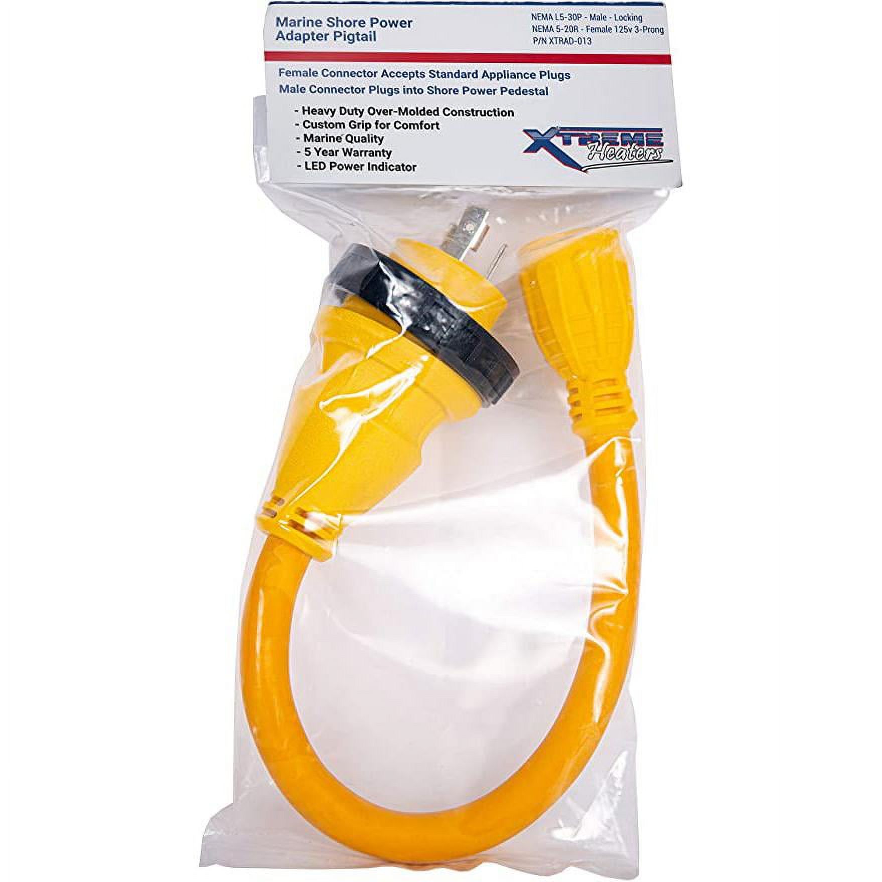 Marine shore power Adapter Pigtail L530P Male to 515R Female