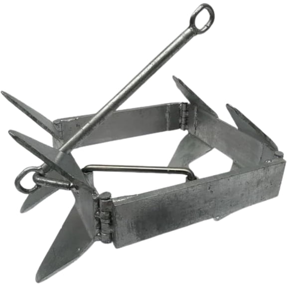 MarineNow 13 lb Folding Box Anchor for Boats Up to 24 FT, Cube Square Design, Hot-Dipped Galvanized Steel, Easy Set and Retrieval, Compact Storage, Corrosion Resistant, No Chain Required