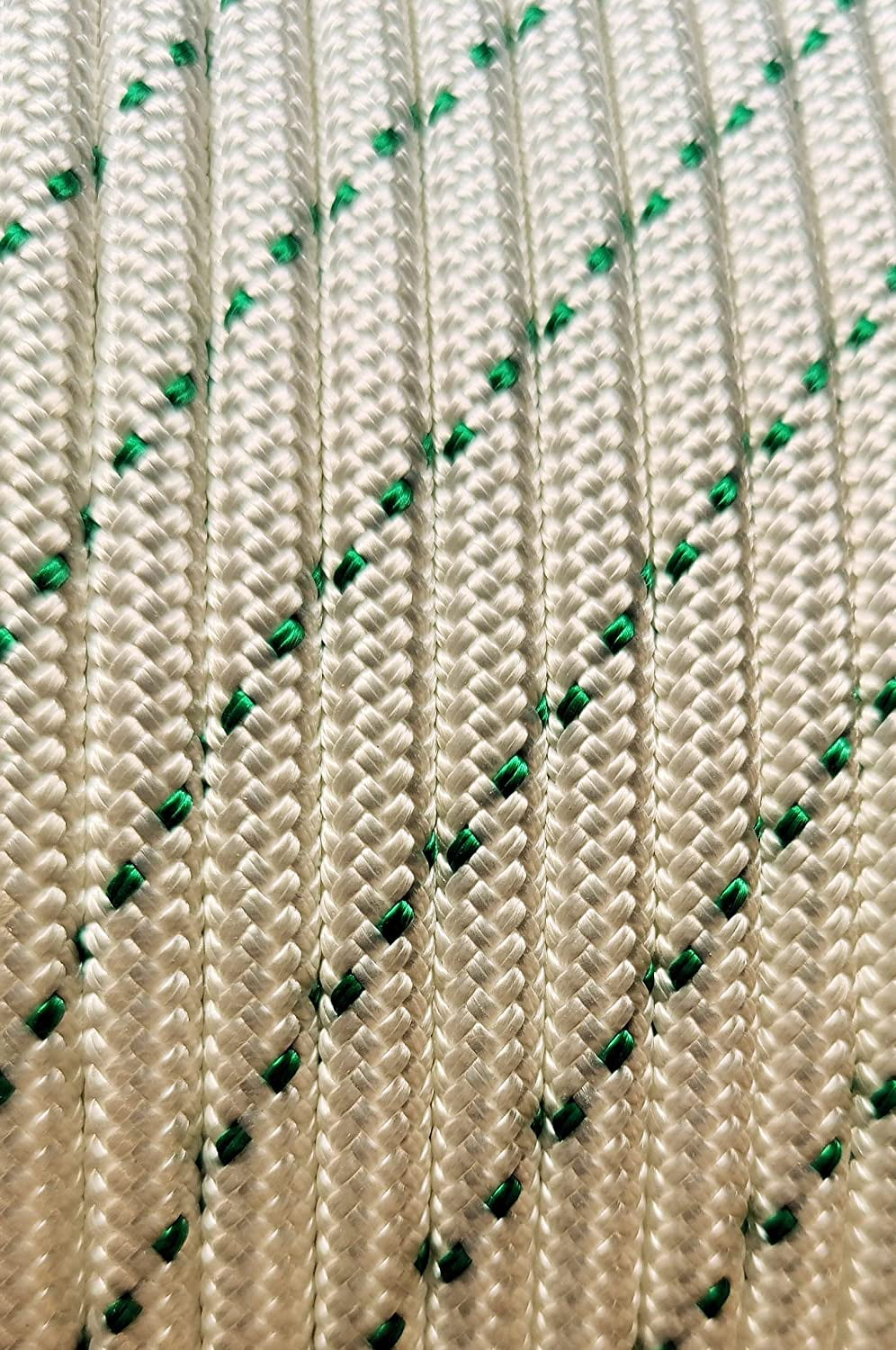 MarineNow Double Braid Polyester Low Stretch Sailing Rope Choose Size/Length/Color (10 mm (3/8"), 040 ft, Green Fleck)
