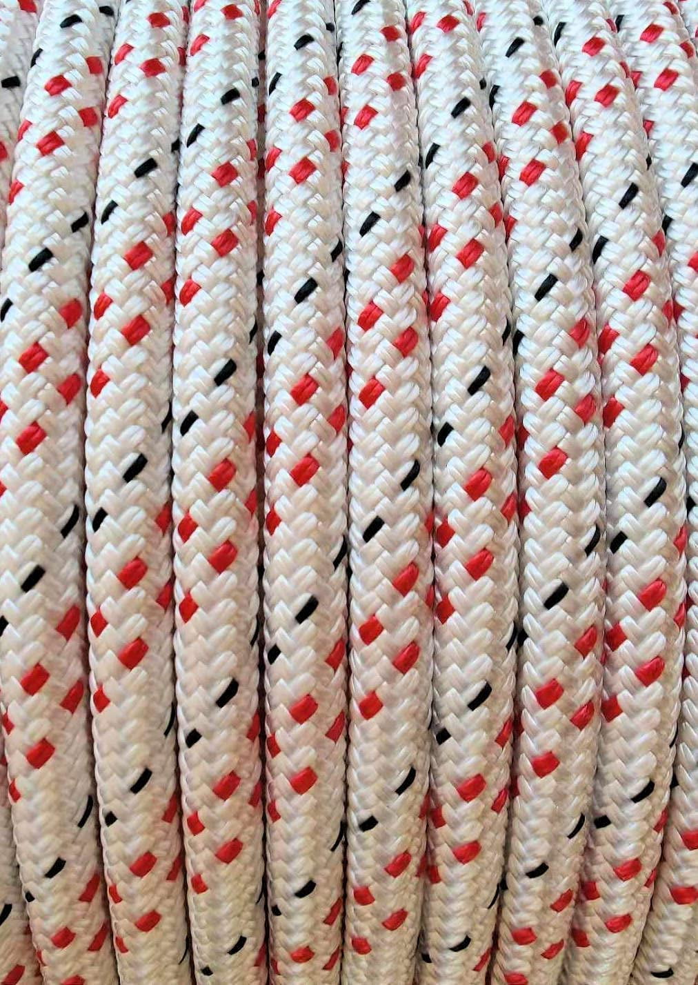 MarineNow Double Braid Polyester Low Stretch Sailing Rope Choose Size/Length/Color (12 mm (1/2"), 010 ft, Red & Black Fleck)