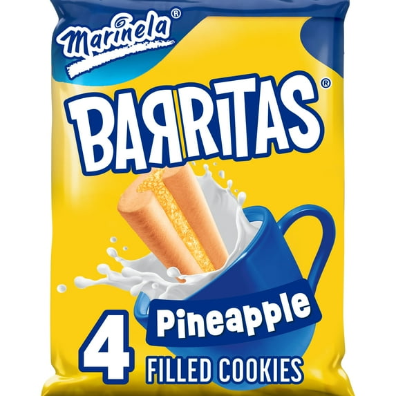 Marinela Barritas Piña Filled Cookies, 2 packs, Pineapple Cookie Bars, 3.88 oz Bag