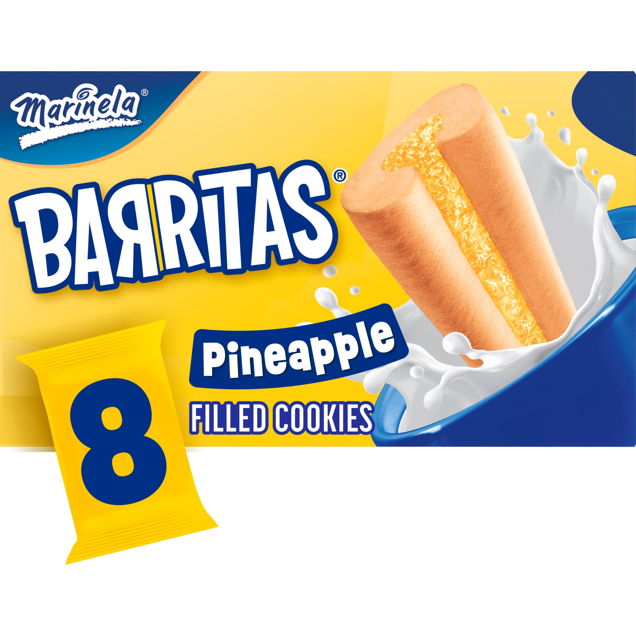 Marinela Barritas Pia Filled Cookies, 8 packs, Pineapple Cookie Bars, 18.88 oz Multipack