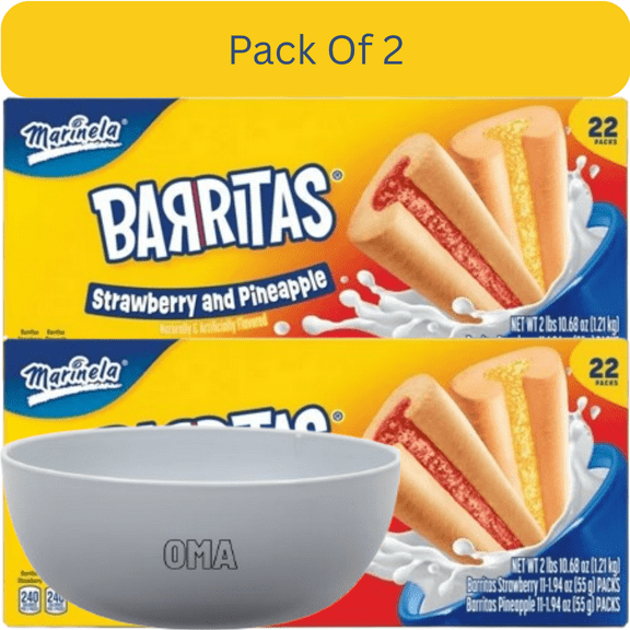 Marinela Barritas, Pineapple Filled Soft Cookies, 1.87 oz., 22 pk. With White Bowl By OMA