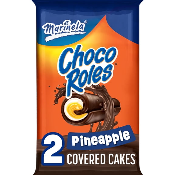Marinela Choco Roles Pineapple Crme Filled Cakes, 2 Count, Swiss Rolls, 2.82 oz Bag