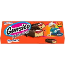 Marinela Gansito Strawberry and Crème Filled Snack Cakes with Chocolate Coating, Artificially Flavored, 8 Count Box