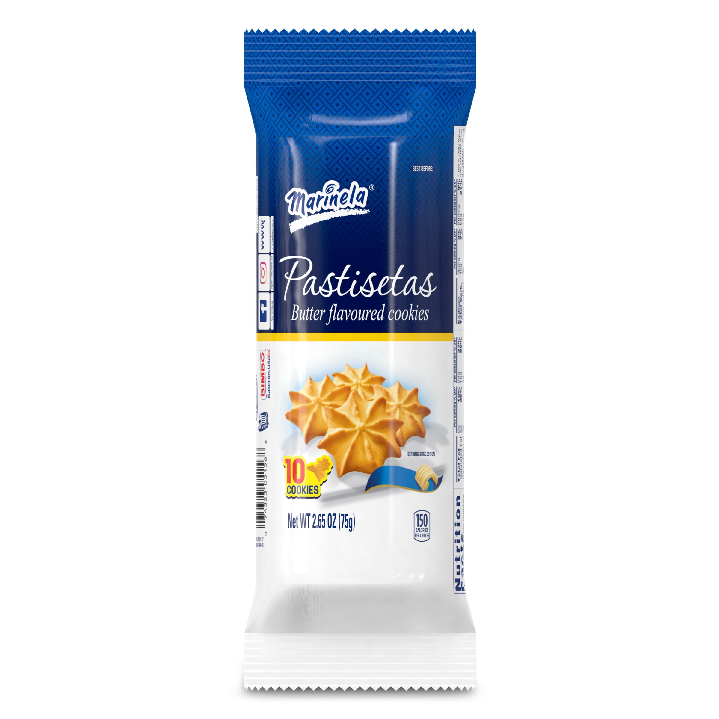 Marinela Pastisetas Star Shaped Butter Flavored Cookies, 10 count