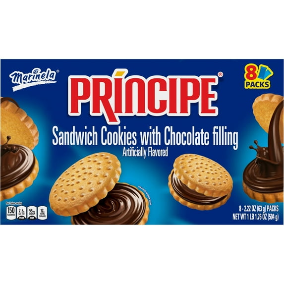 Marinela Principe Chocolate Filled Sandwich Cookies, Artificially Flavored, 8 count, 17.76 oz (Pack of 2)
