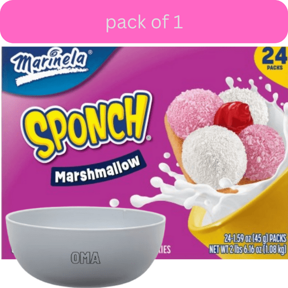 Marinela Sponch Marshmallow Cookies, 1.59 oz., 24 pk. with bowl by OMA