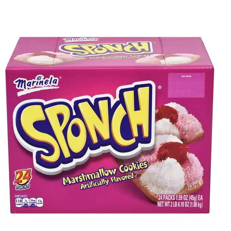 Marinela Sponch Marshmallow Cookies, 1.59 oz, 24 Pack, Low
