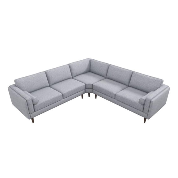 Marinelli Modern L-Shaped Pillow Back Fabric Corner Sofa in Light Grey
